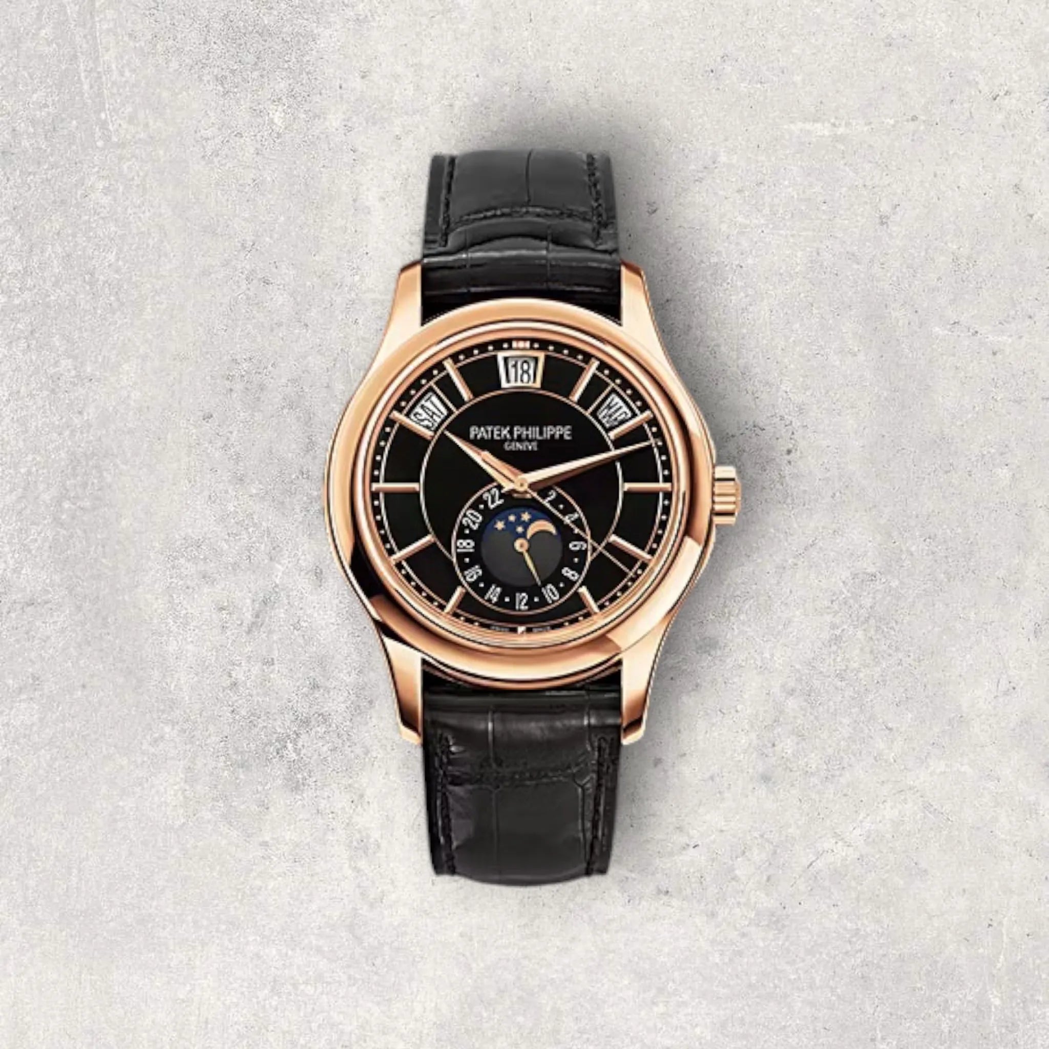 Patek Philippe Complications 5205R-010 Annual Calendar Rose Gold Black Dial