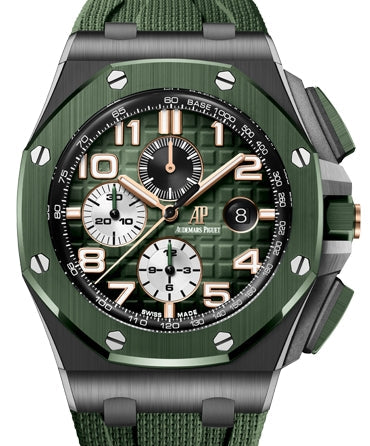 Audemars Piguet 26405CE.OO.A056CA.01 Royal Oak Offshore Chronograph 44mm Green Index Green Ceramic Rubber Automatic - BRAND NEW