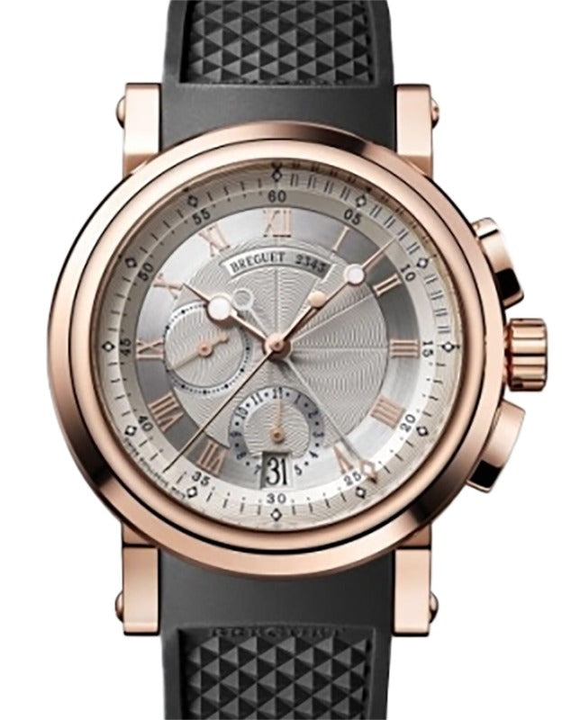 Breguet Marine Chronographe 5827 Rose Gold 42mm/Rubber Silver Dial 5827BR/12/5ZU