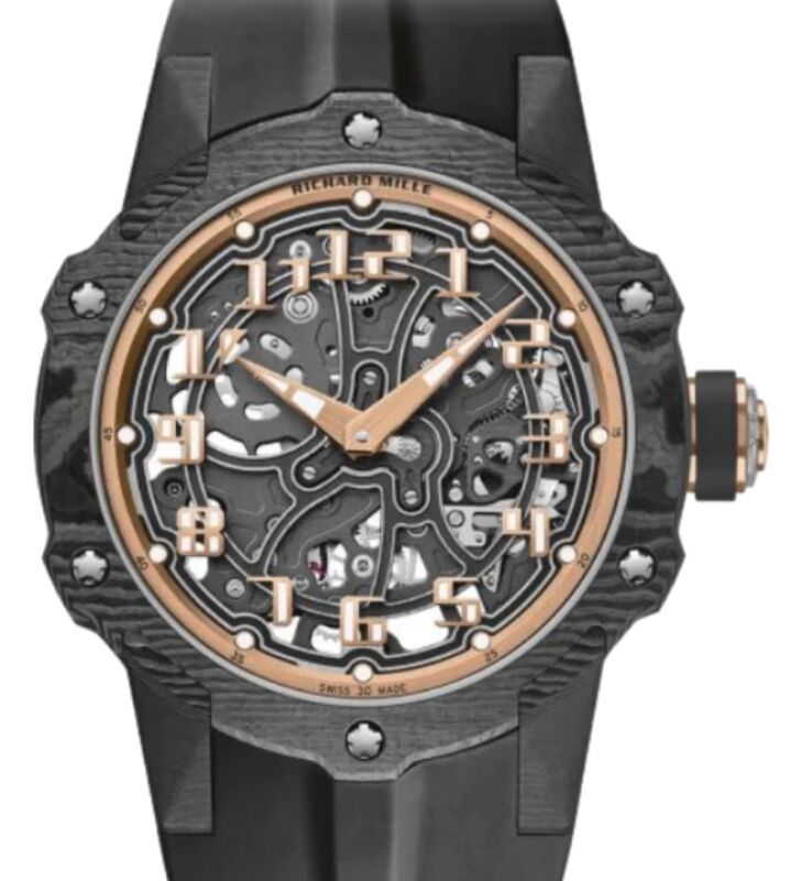 Richard Mille RM 33-02 Automatic Winding in Carbon TPT with skeletonised dial and rubber strap