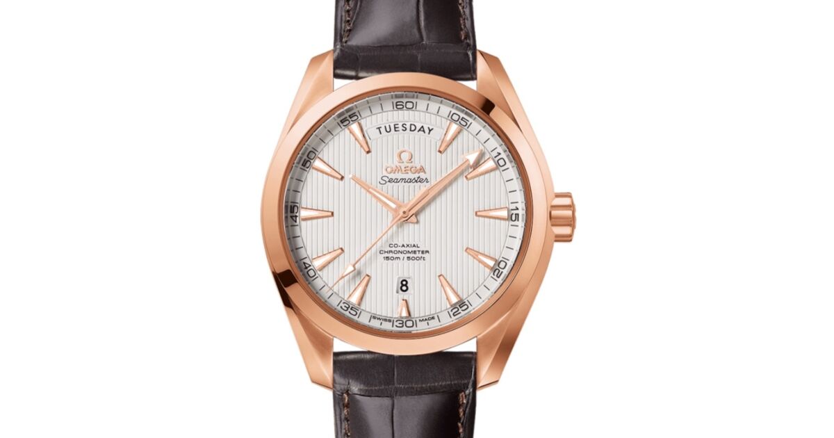 Omega Seamaster Aqua Terra 150M Co-Axial Chronometer Day-Date 41.5mm Red Gold Silver Dial Alligator Leather Strap 231.53.42.22.02.001 - BRAND NEW
