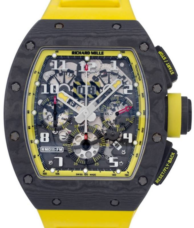 Luxury tonneau-shaped skeleton sports watch on dark slate — hero image for the Bizak & Co. Richard Mille watch price guide, July 2026