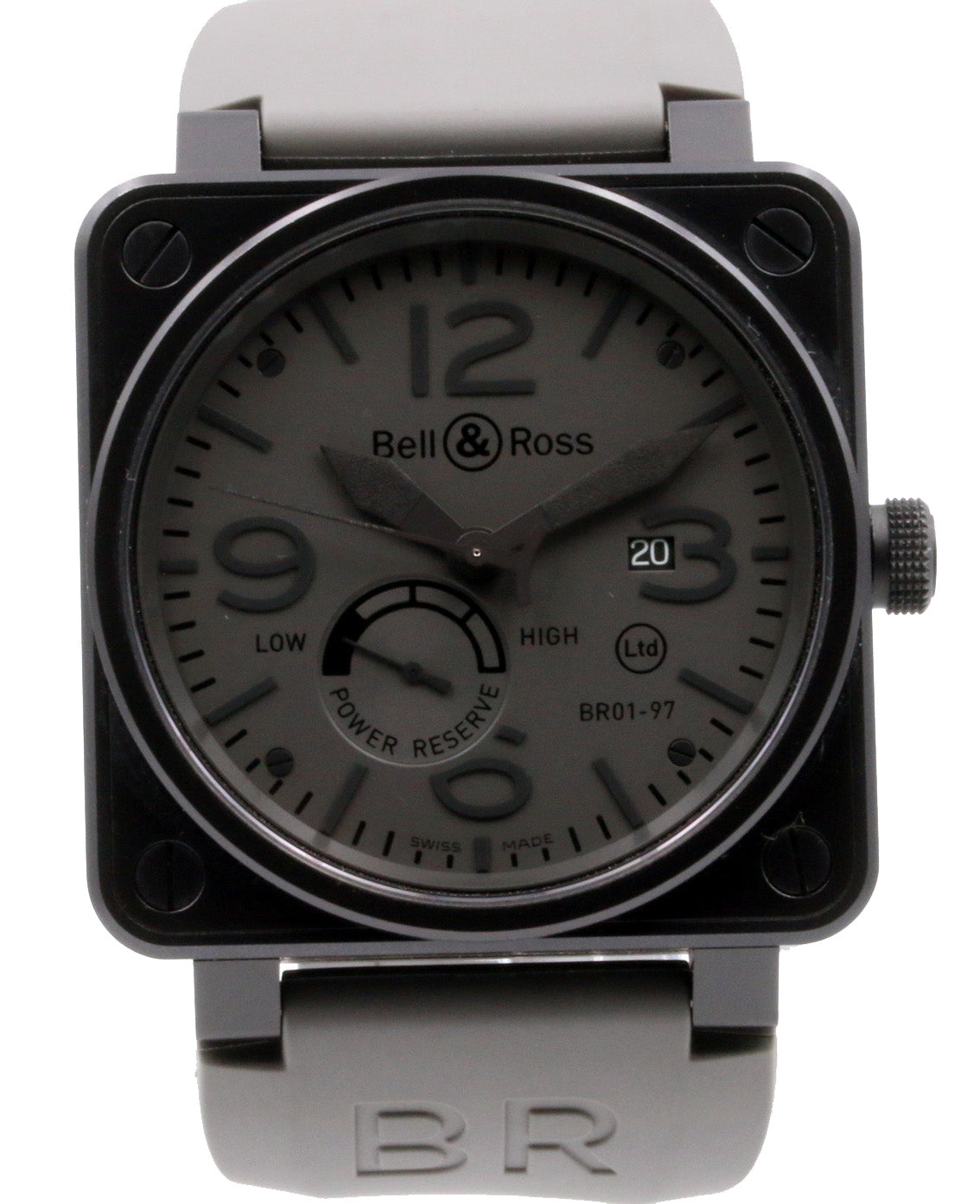 Bell & Ross BR 01-97 Power Reserve Commando Stainless Steel PVD Grey Black Rubber