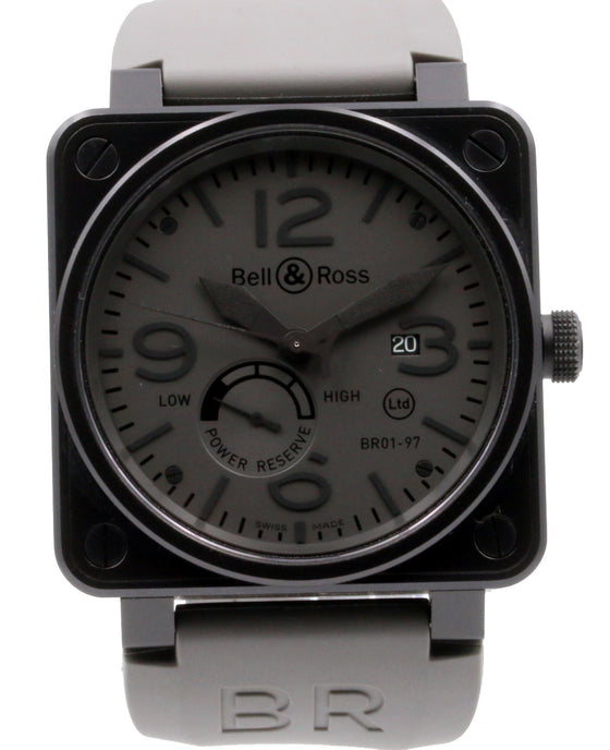 Bell & Ross BR 01-97 Power Reserve Commando Stainless Steel PVD Grey Black Rubber
