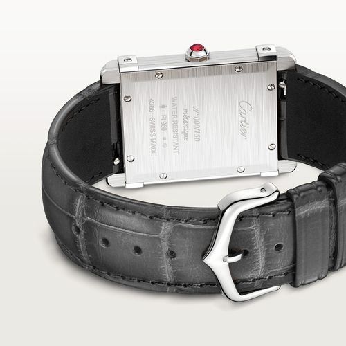Cartier Tank Chinoise Large Manual Winding Platinum Gray Sunray Dial Leather Strap WGTA0074