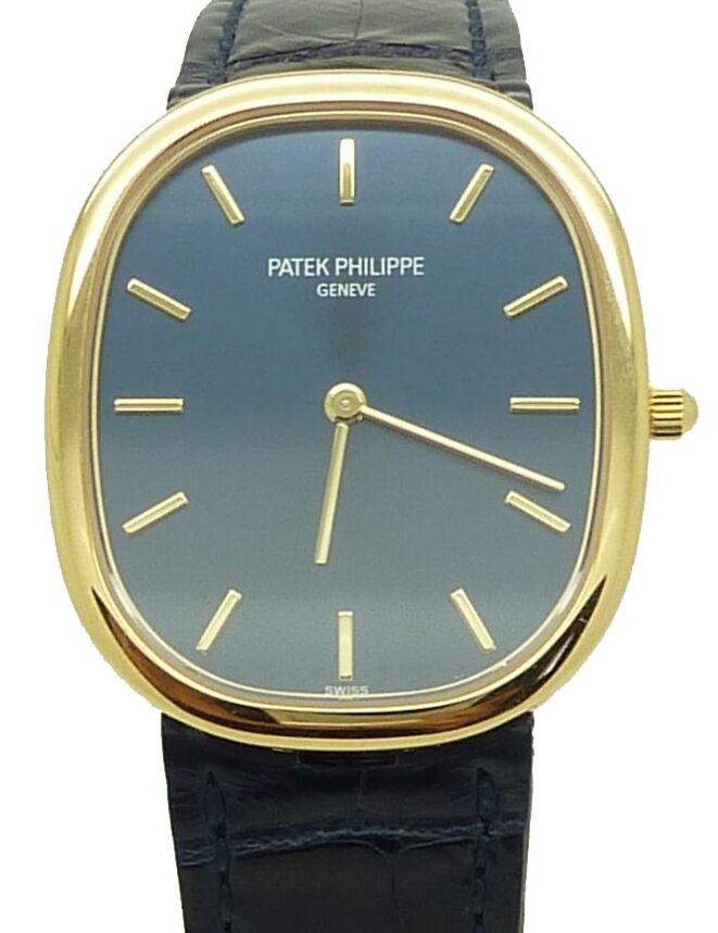 Patek Philippe Golden Ellipse 40 mm 3738/100J-012 bnib Yellow Gold Blue