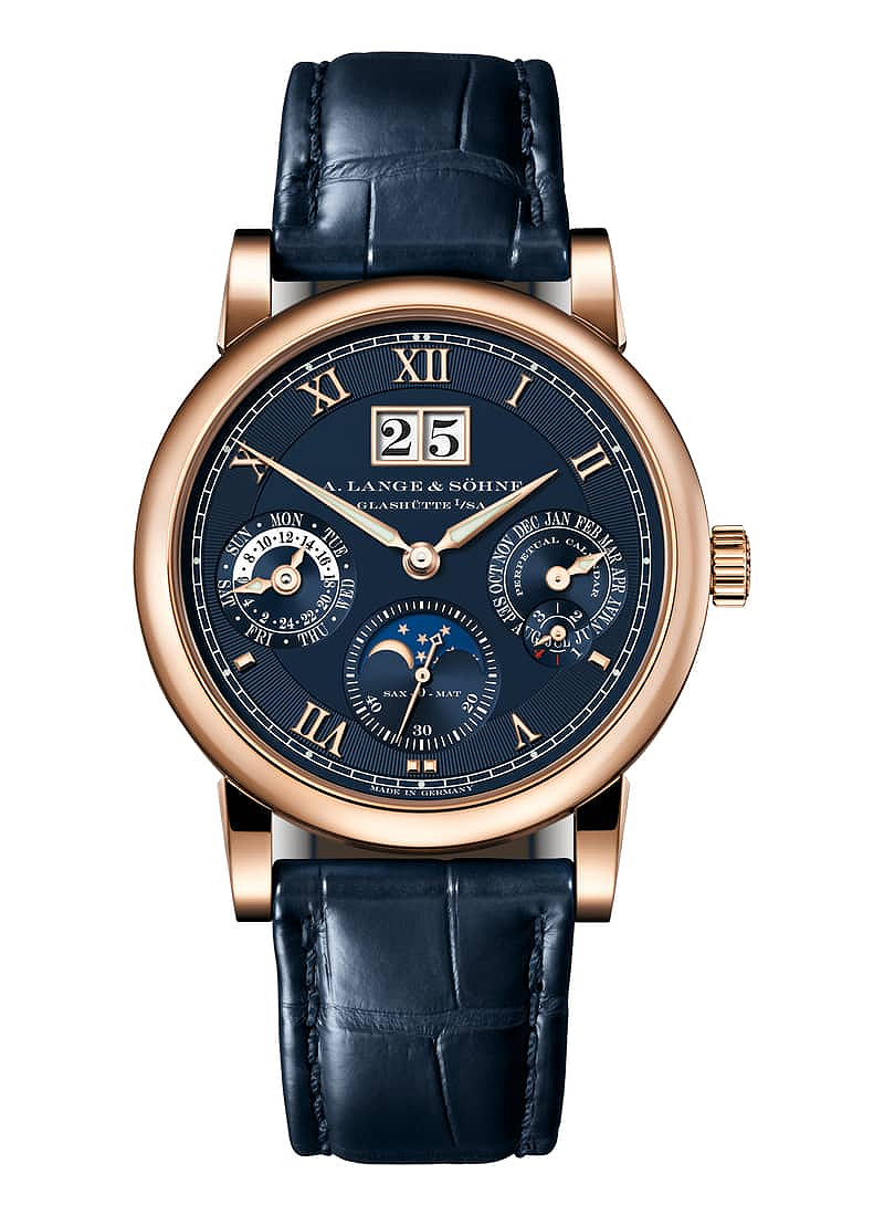 A Lange Sohne Saxonia Langematik Perpetual Pink Rose Gold 38.5mm Blue Dial 310.037 E - BRAND NEW