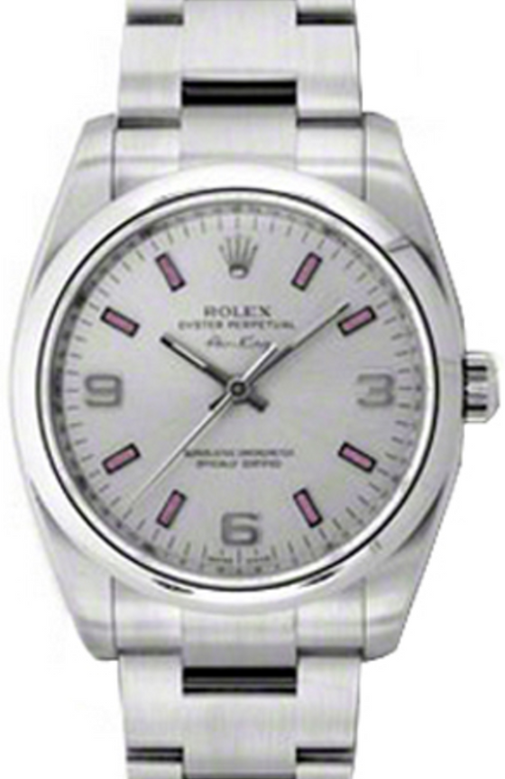 Rolex Air-King 114200-SLVBASO Silver Pink Arabic / Index Stainless Steel Oyster BRAND NEW