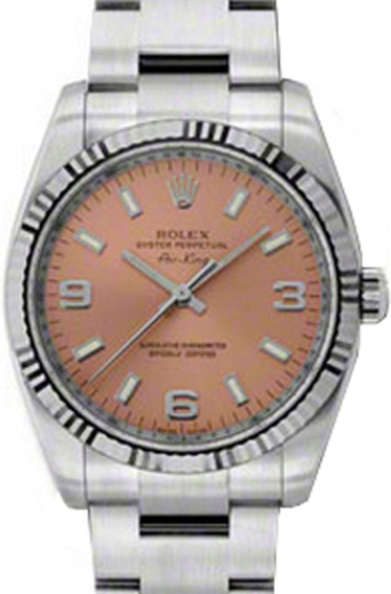 Rolex Air-King 114234-PNKAFO Pink Arabic Fluted White Gold Bezel Stainless Steel Oyster