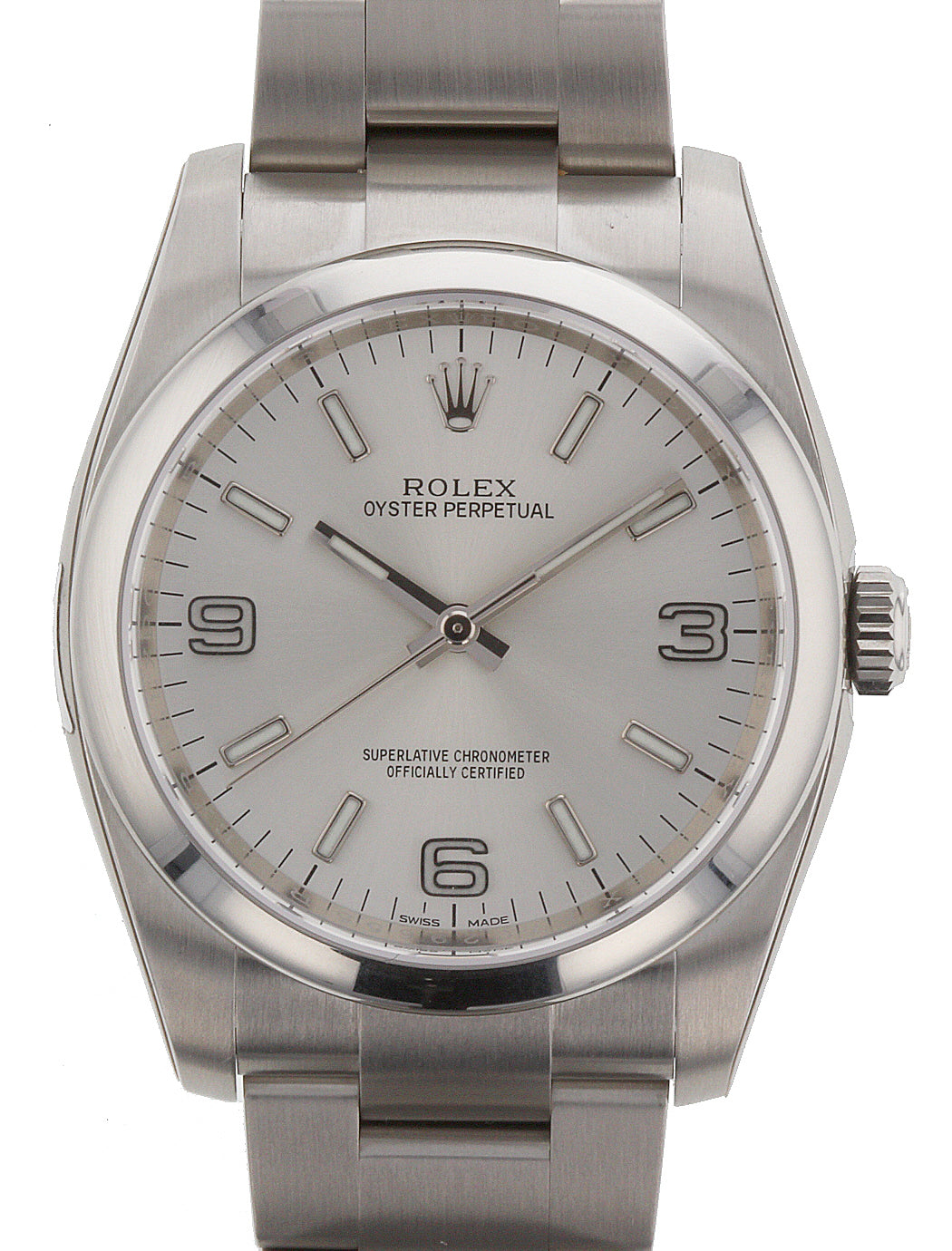 Rolex Oyster Perpetual 36 116000-SLVADO 36mm Silver Arabic Domed Stainless Steel BRAND NEW