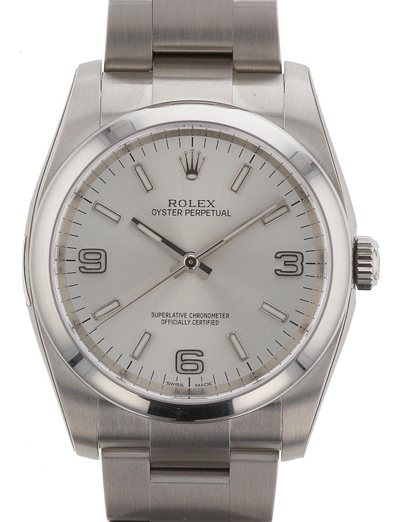 Rolex Oyster Perpetual 36 116000-SLVADO 36mm Silver Arabic Domed Stainless Steel BRAND NEW