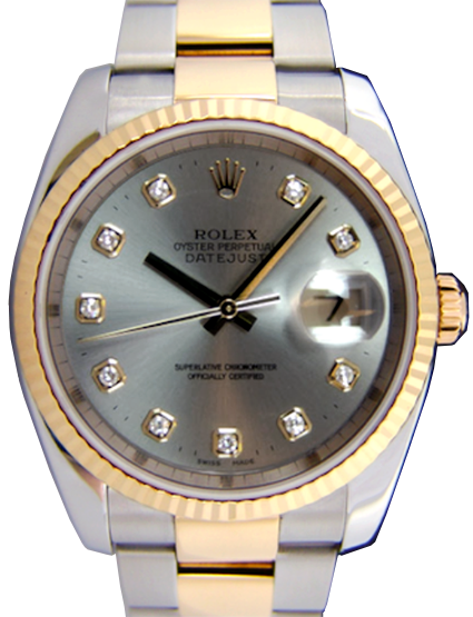Rolex Datejust 36 116233-GRYDFO Grey Diamond Fluted Yellow Gold Stainless Steel Oyster - BRAND NEW