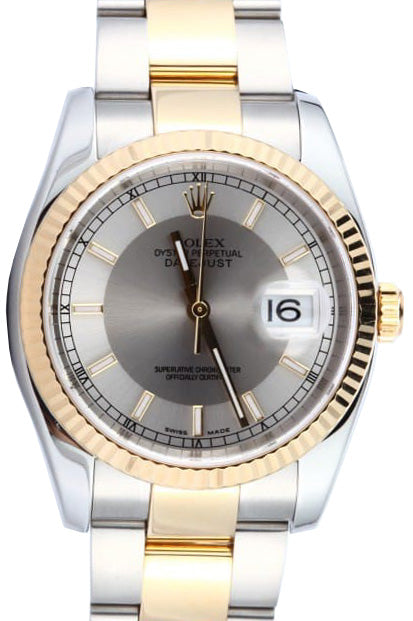 Rolex Datejust 36 116233-STSSFO Steel and Silver Index Fluted Yellow Gold Stainless Steel Oyster - BRAND NEW