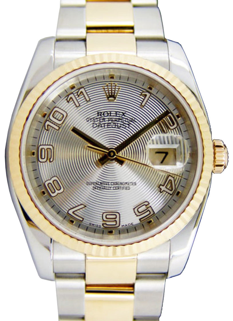 Rolex Datejust 36 116233-SVCAFO Silver Concentric Arabic Fluted Yellow Gold Stainless Steel Oyster - BRAND NEW