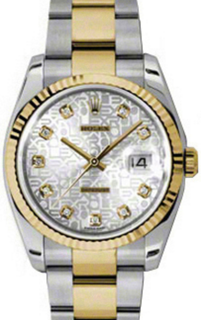 Rolex Datejust 36 116233-SLVDFO Silver Diamond Fluted Yellow Gold Stainless Steel Oyster - BRAND NEW