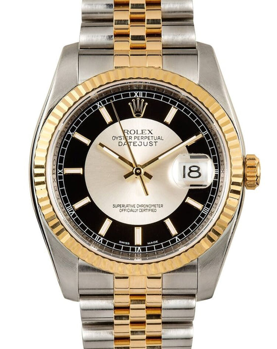 Rolex Datejust 36 36 mm 116233BT Steel/Yellow Gold Black and Silver "Tuxedo"