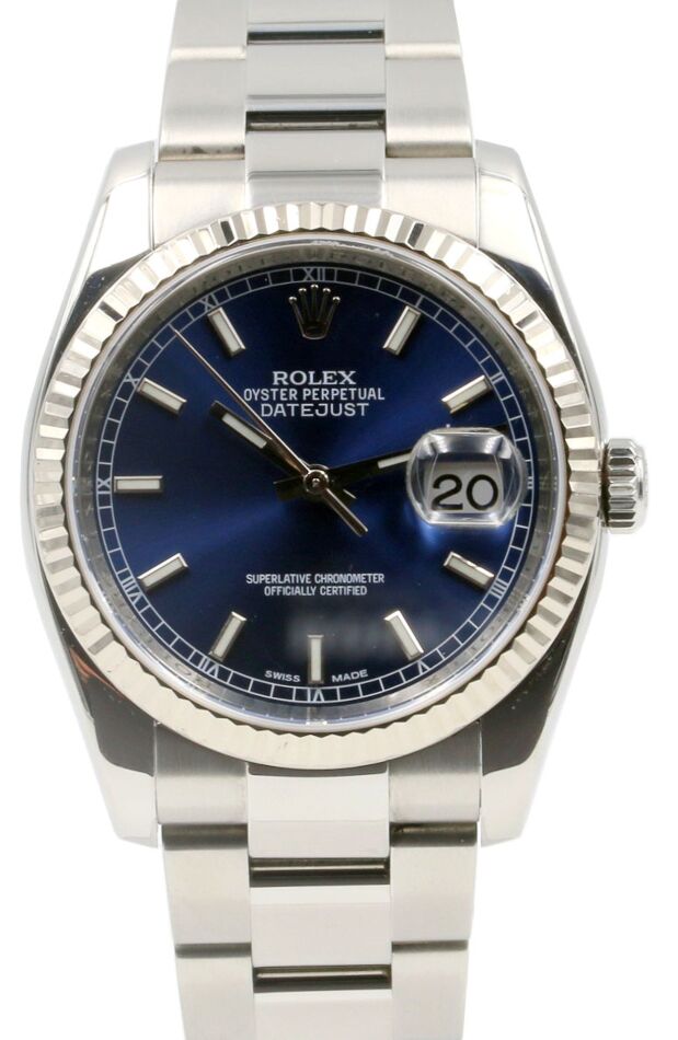 Rolex Datejust 36 mm 116234 Blue Index-3 Yellow Gold/Diamonds Blue
