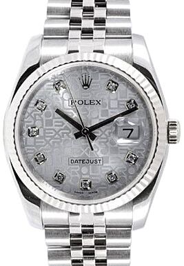 Rolex Datejust 36 36 mm 116234-SVJDFJ Yellow Gold/Diamonds Silver