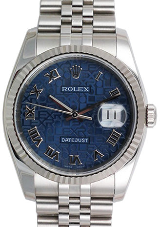 Rolex Datejust 36 116234-BLJRFJ Blue Jubilee Dial Roman Fluted White Gold Stainless Steel Jubilee - BRAND NEW