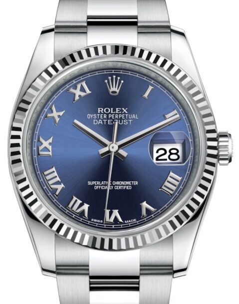 Rolex Datejust 36 36 mm 116234BLRO Yellow Gold/Diamonds Blue