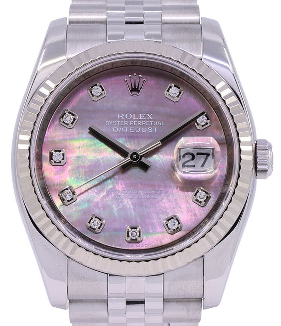 Rolex Datejust 36 36 mm 116234BMDJ Steel/White Gold Black Mother of Pearl