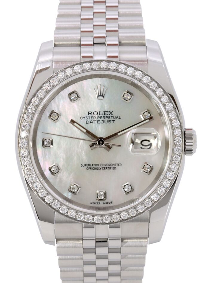 Rolex Datejust 36 mm 116234WMOPJ Steel/White Gold/Diamonds White Mother of Pearl