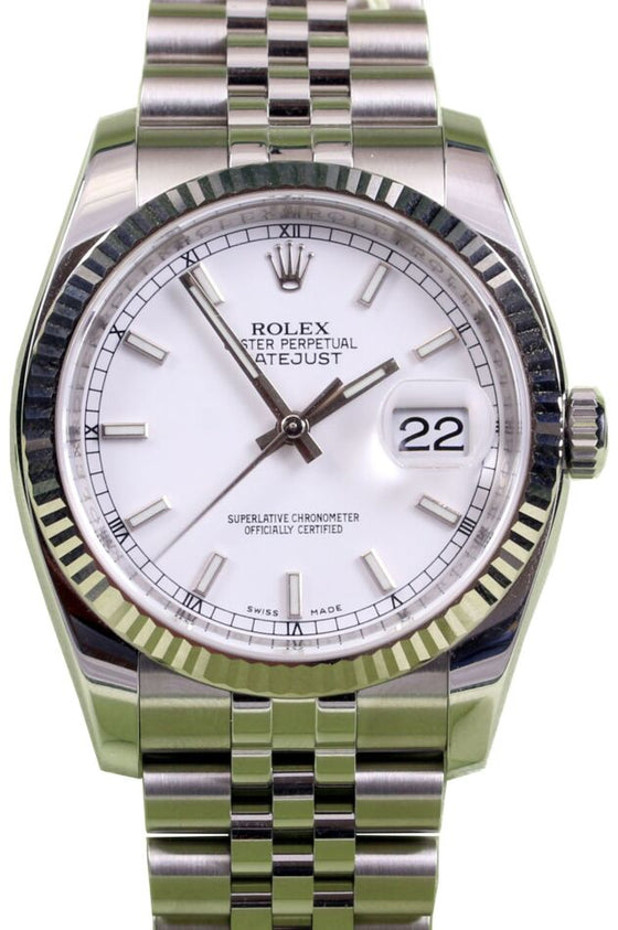 Rolex Datejust 36 mm 116234WSJ1 Yellow Gold/Diamonds White