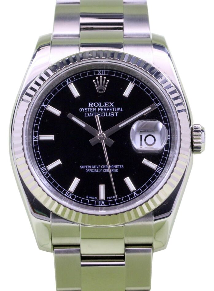 Rolex Datejust 36 mm 116234 blk index-3 Yellow Gold/Diamonds Black