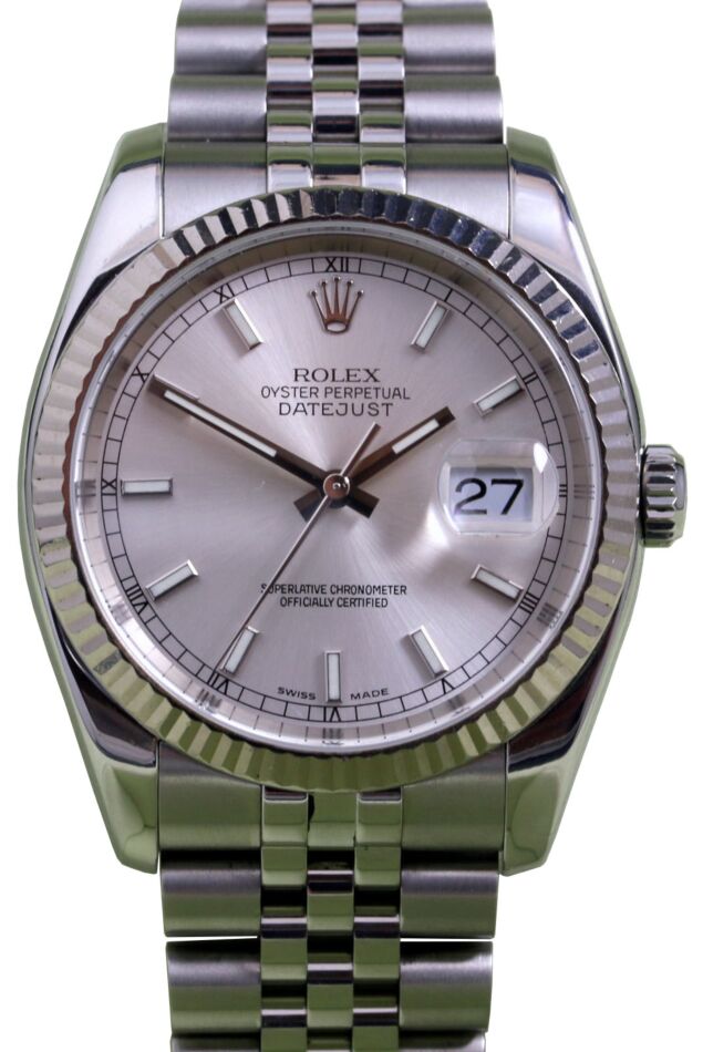 Rolex Datejust 36 mm 116234slvr-3 Yellow Gold/Diamonds Silver