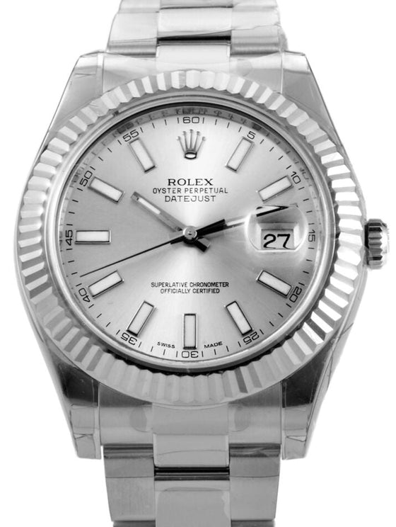 Rolex Datejust II 41 mm 116334SIO Steel/White Gold Silver