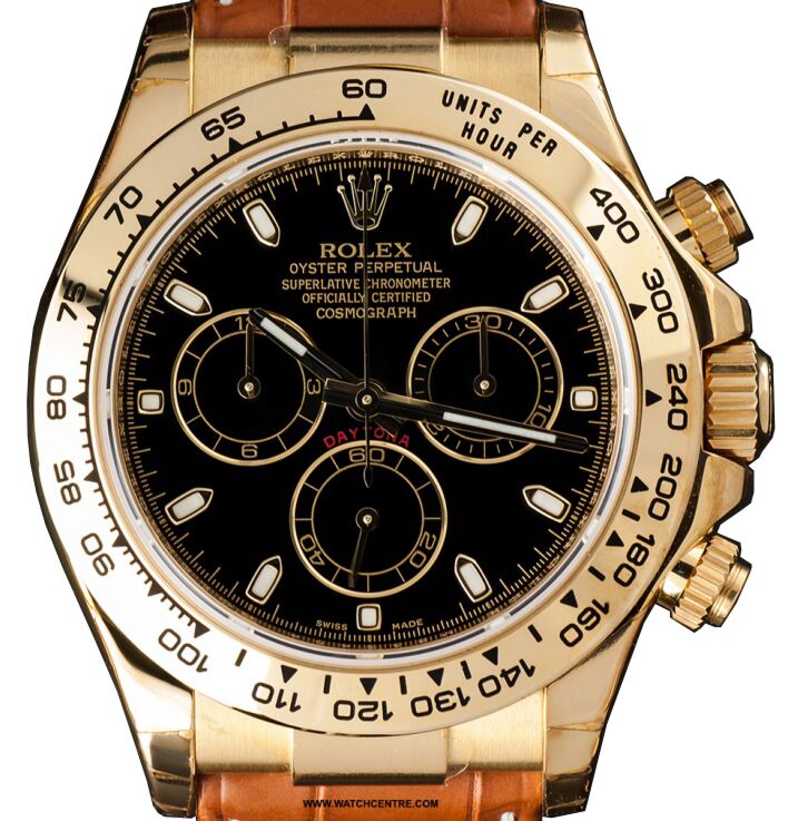 Rolex Cosmograph Daytona 40 mm 116518-BLKSBR bnib Yellow Gold Luminous