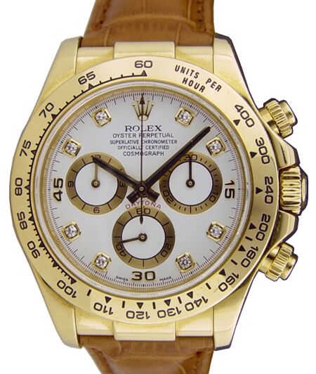 Rolex Cosmograph Daytona 40 mm 116518-WHTDBR bnib Yellow Gold Luminous