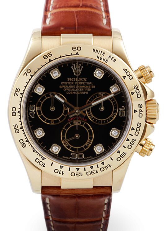 Rolex Cosmograph Daytona 40 mm 116518BLKDBR Yellow Gold Luminous
