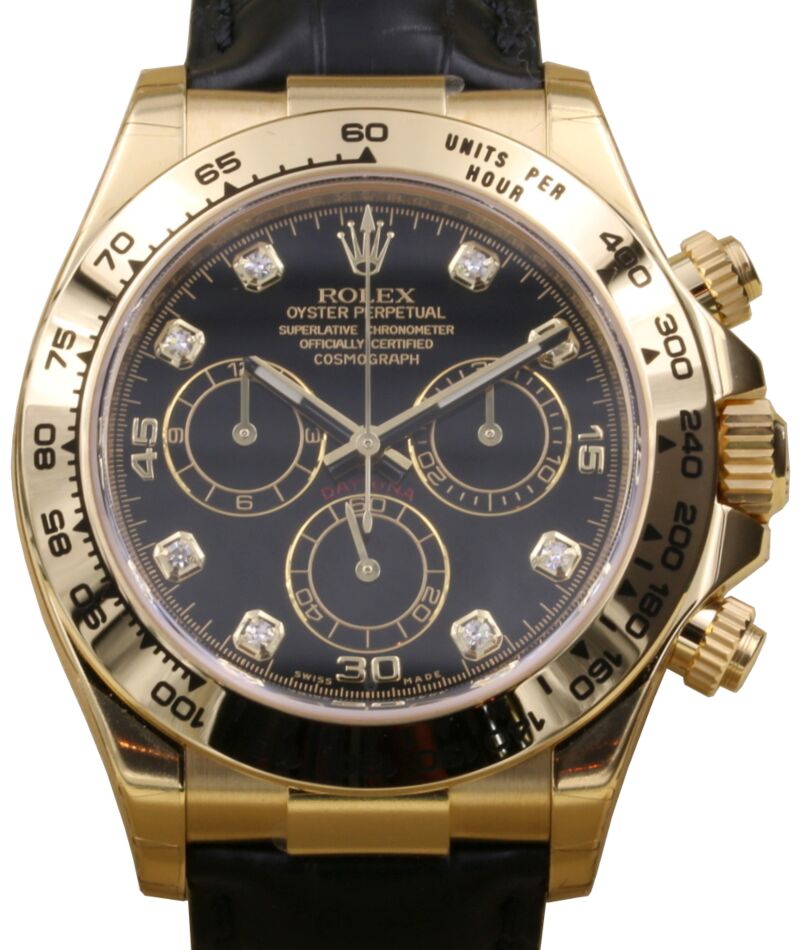 Rolex Cosmograph Daytona 40 mm 116518BLKD Yellow Gold Luminous