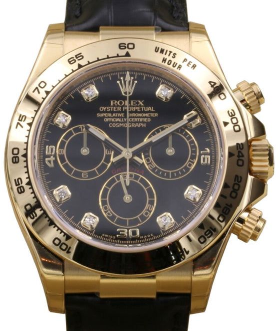Rolex Cosmograph Daytona 40 mm 116518BLKD Yellow Gold Luminous