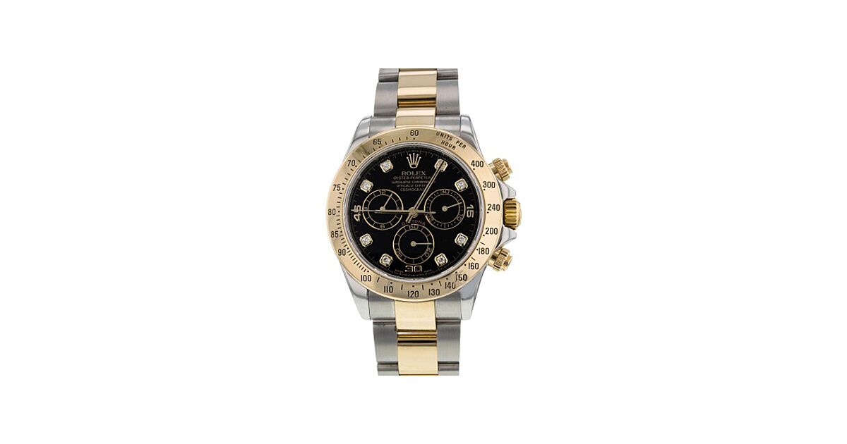 Rolex Cosmograph Daytona 116523 116523-BLKD Black Diamond 18k Yellow Gold Stainless Steell