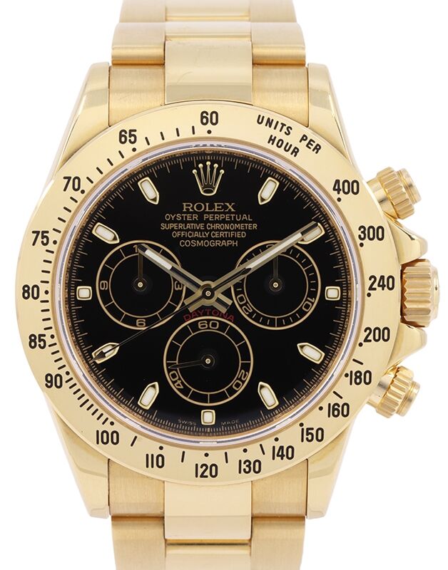 Rolex Cosmograph Daytona 40 mm 116528BLK1 Yellow Gold Luminous