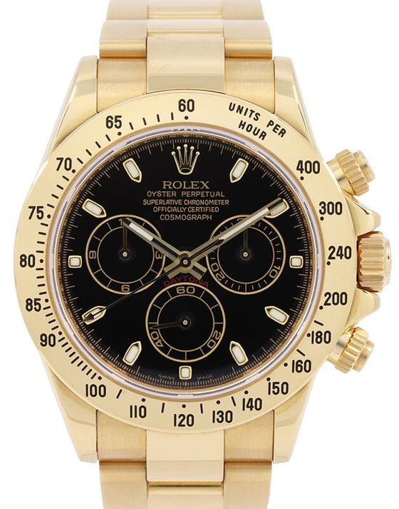 Rolex Cosmograph Daytona 40 mm 116528BLK1 Yellow Gold Luminous