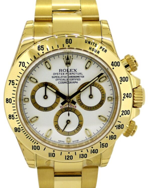 Rolex Cosmograph Daytona 40 mm 116528WI Yellow Gold Luminous