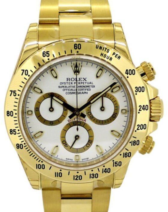 Rolex Cosmograph Daytona 40 mm 116528WI Yellow Gold Luminous