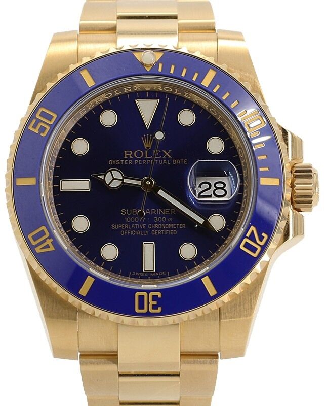 Rolex Submariner Date 40 mm 116618LB1 Yellow Gold Blue