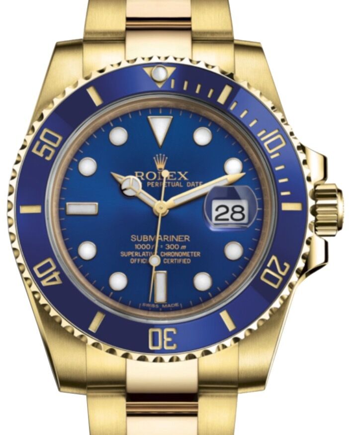 Rolex Submariner 40 mm 116618LB Yellow Gold Blue