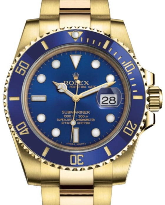 Rolex Submariner 40 mm 116618LB Yellow Gold Blue