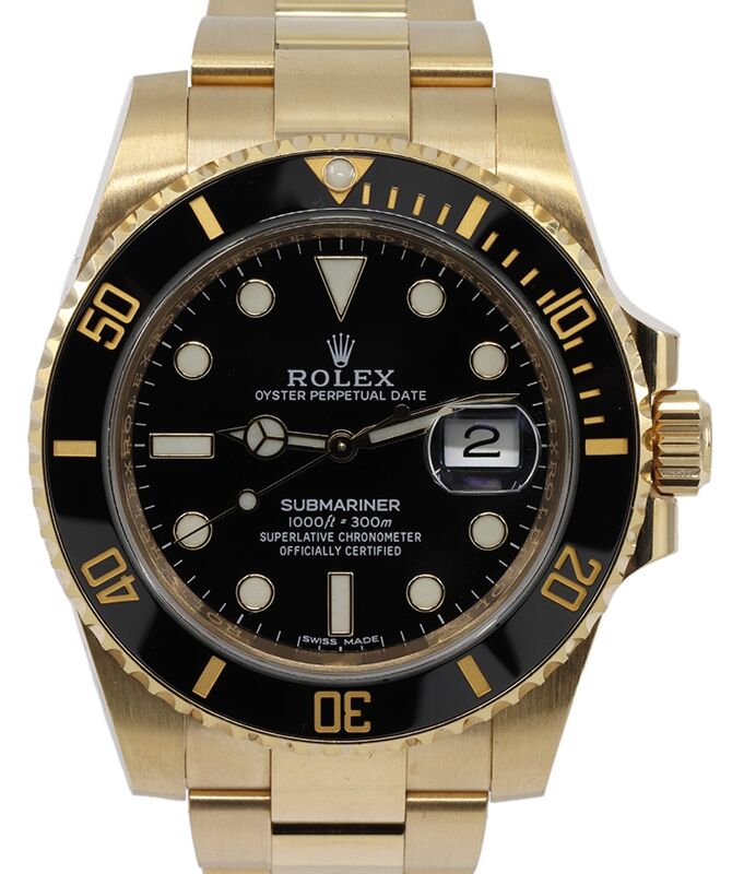 Rolex Submariner 40 mm 116618LN1 Yellow Gold Black