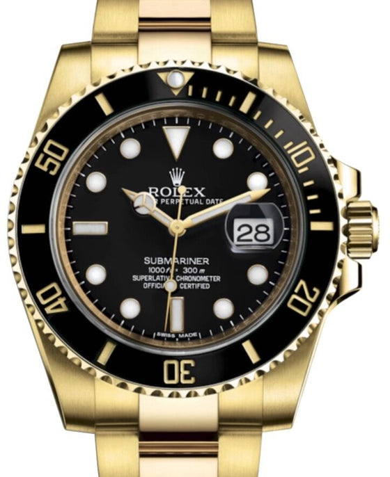 Rolex Submariner 40 mm 116618LN Yellow Gold Black