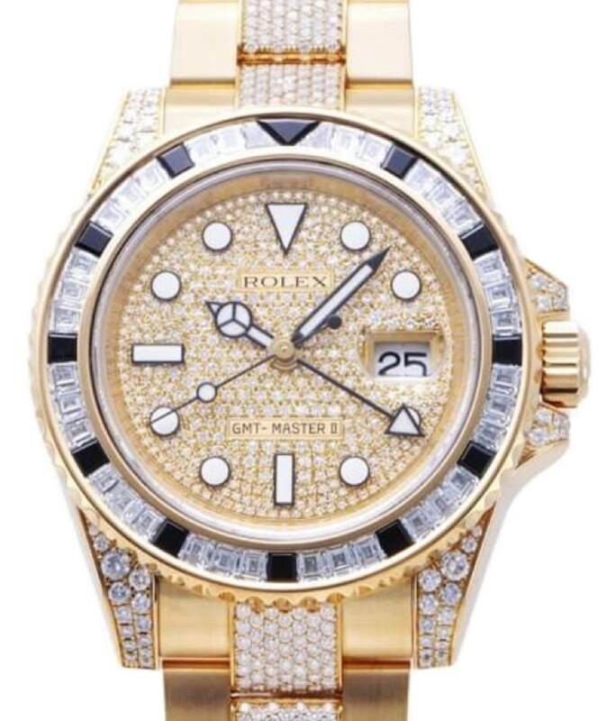 Rolex GMT-Master II 40 mm 116758SANRDP Yellow Gold/Diamonds Diamond Pave