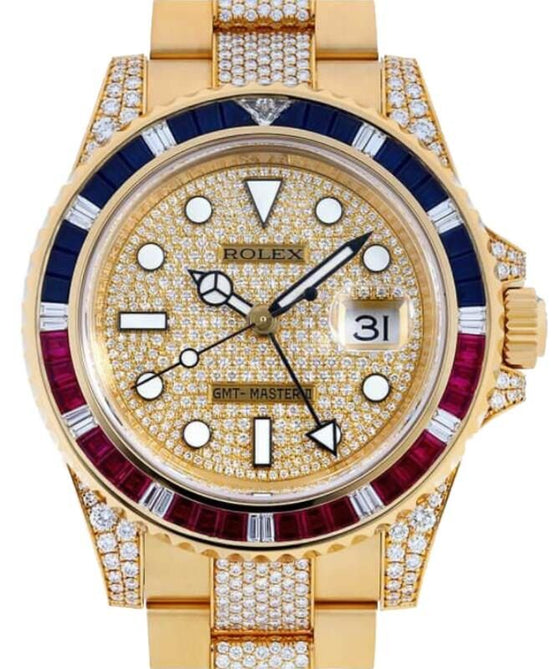 Rolex GMT-Master II 40 mm 116758SARUDO Yellow Gold/Diamonds Diamond Pave