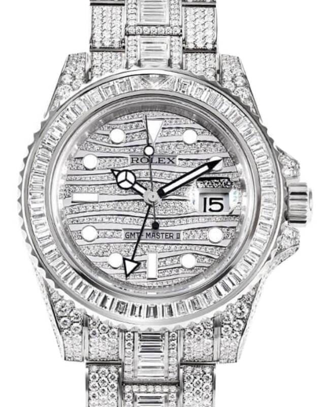 Rolex GMT Master II 40 mm 116769TBR White Gold/Diamonds Diamond Pave