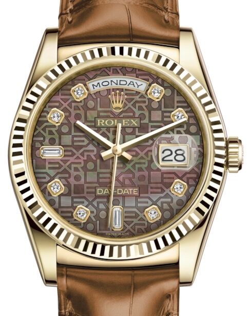 Rolex Day-Date 36 36 mm 118138BMJDCL Yellow Gold Black Mother of Pearl