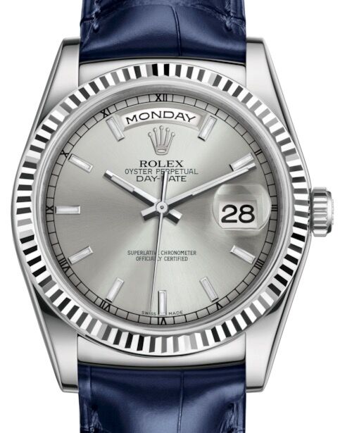 Rolex Day-Date 36 36 mm 118139SSBL White Gold Silver